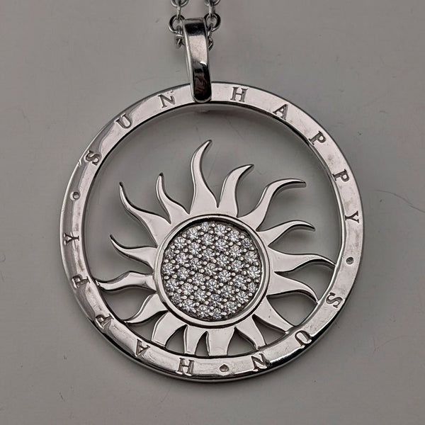 Vintage sterling silver pendant with sun design, 11.5g, with necklace